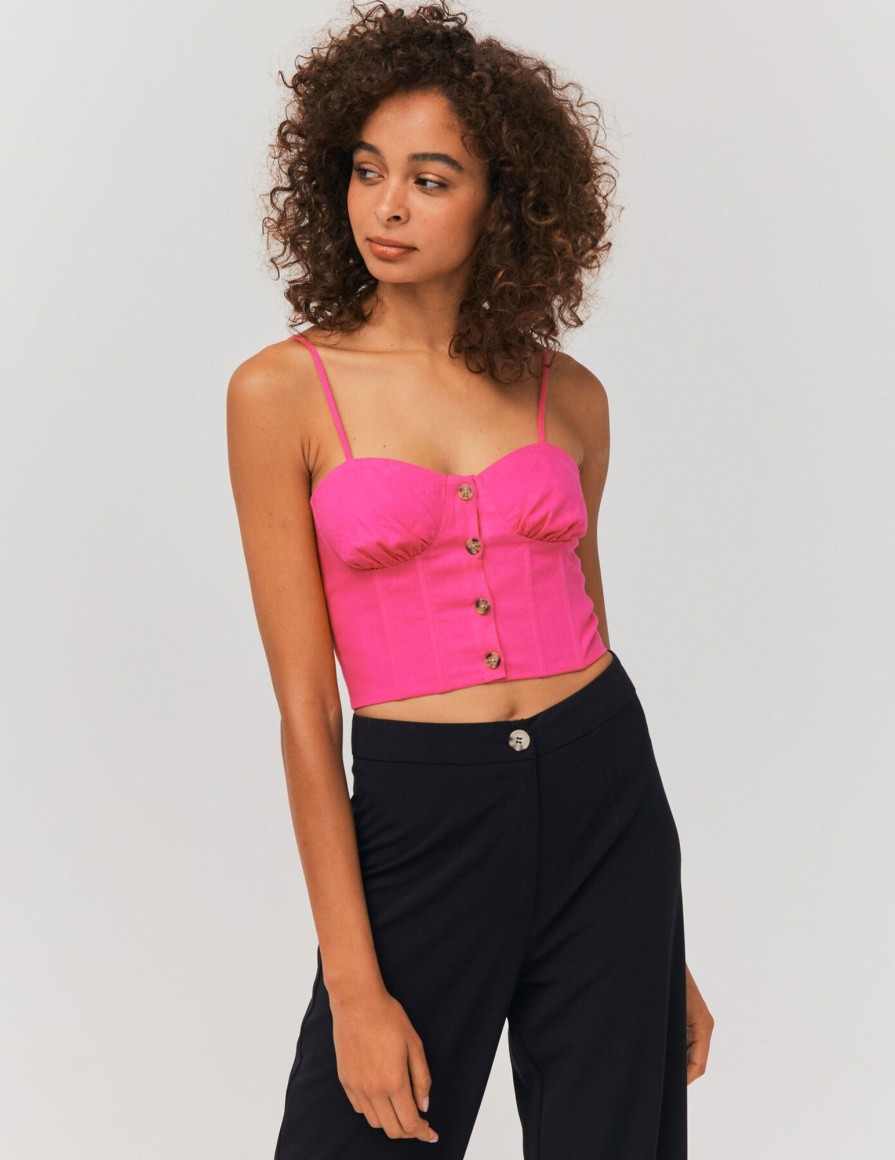 Femme BZB Top & Debardeur | Top Corset Uni Rose