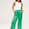 Femme BZB Pantalon | Pantalon Satin Taille Elastiquee Vert