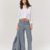 Femme BZB Pantalon | Pantalon Carreaux Avec Chaine Bleu Fonce