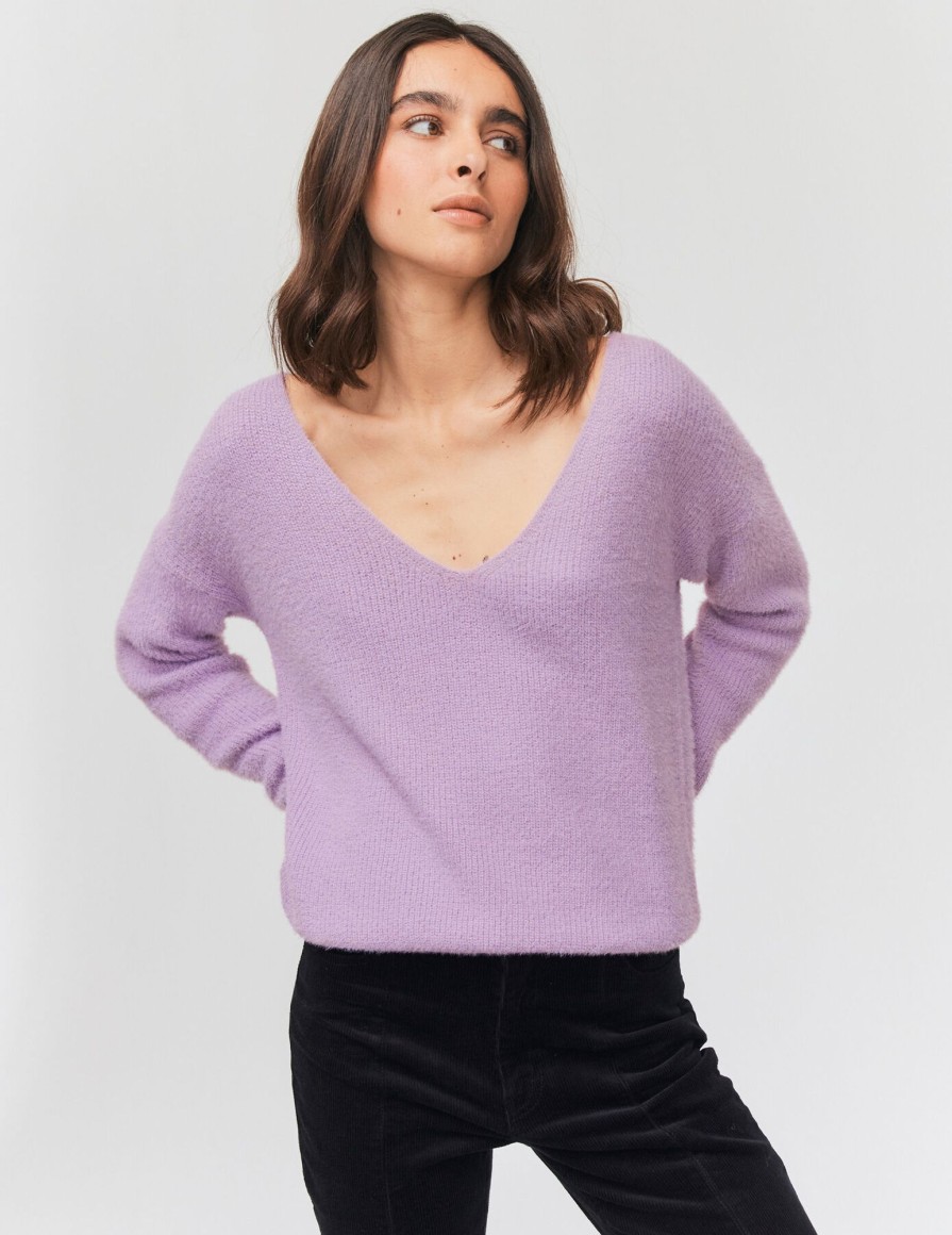 Femme BZB Pull | Pull Tout Doux Col V Violet