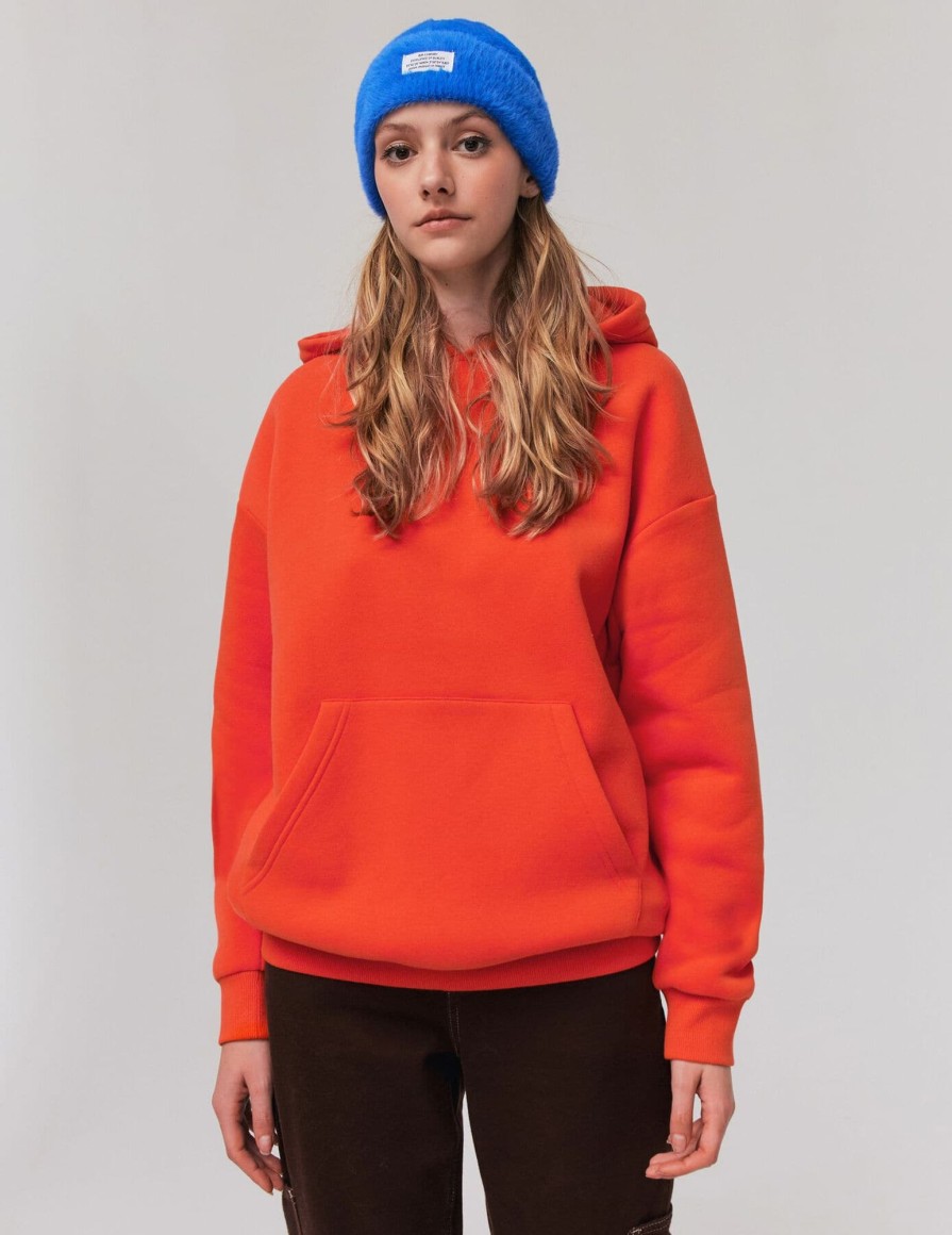 Femme BZB Sweat | Sweat A Capuche Oversize Rouge