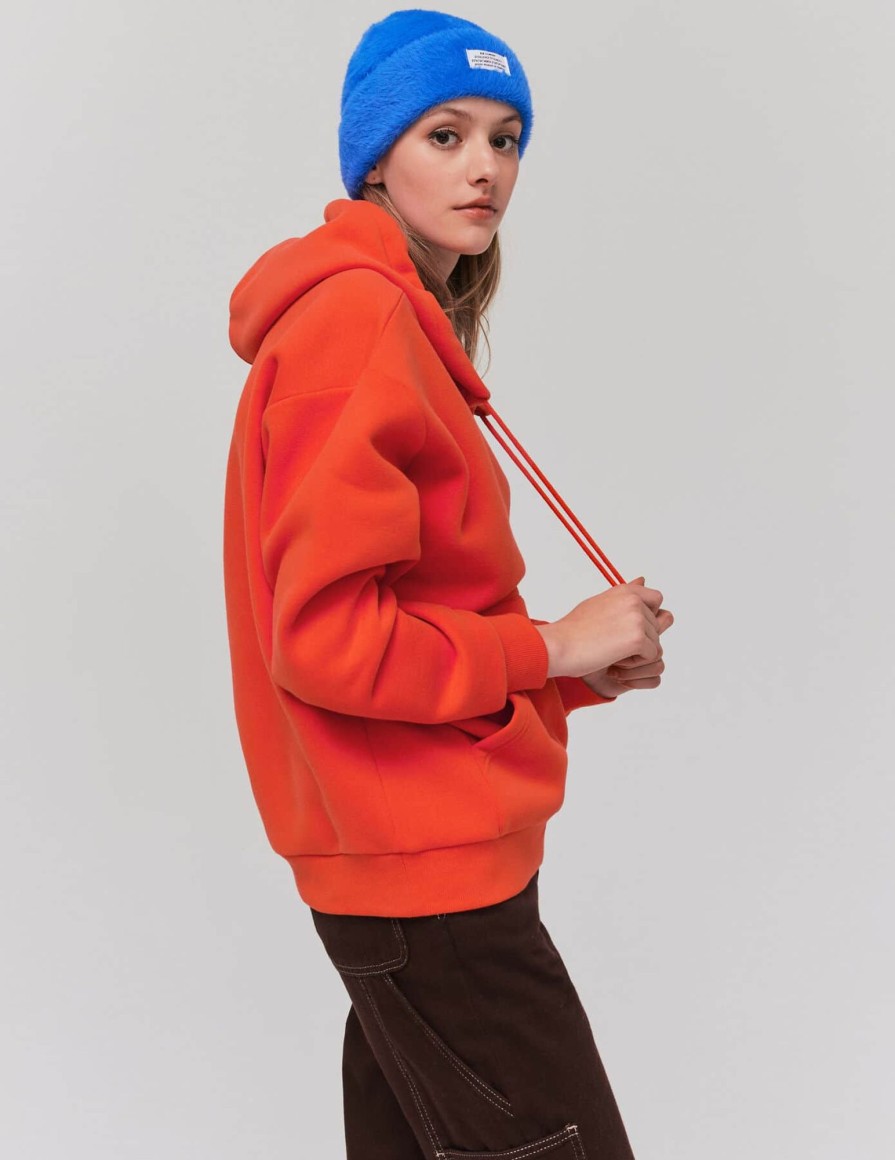 Femme BZB Sweat | Sweat A Capuche Oversize Rouge