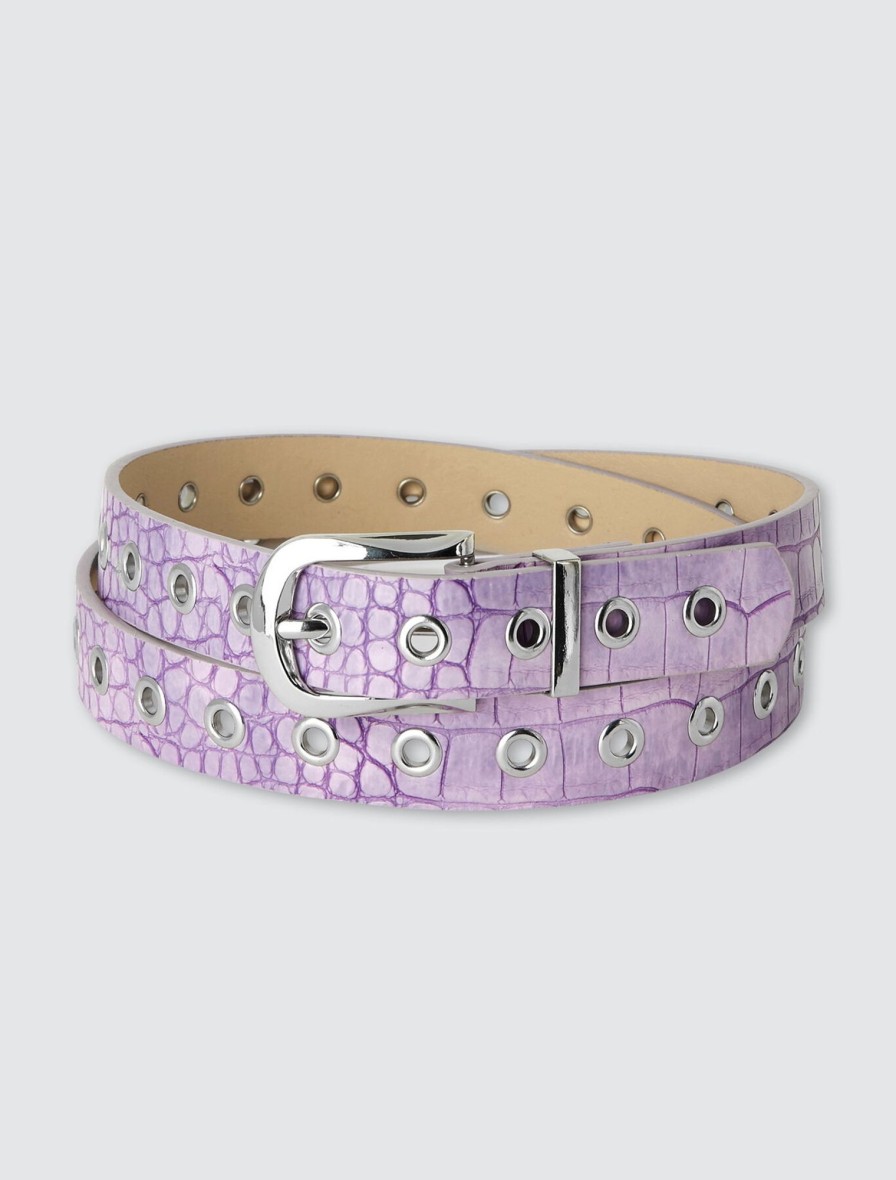 Femme BZB Ceinture | Ceinture Oeillets Effet Croco Violet Clair