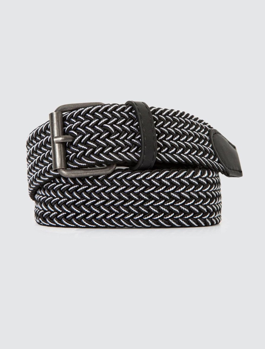 Homme BZB Ceinture | Ceinture Tressee Elastiquee Noir