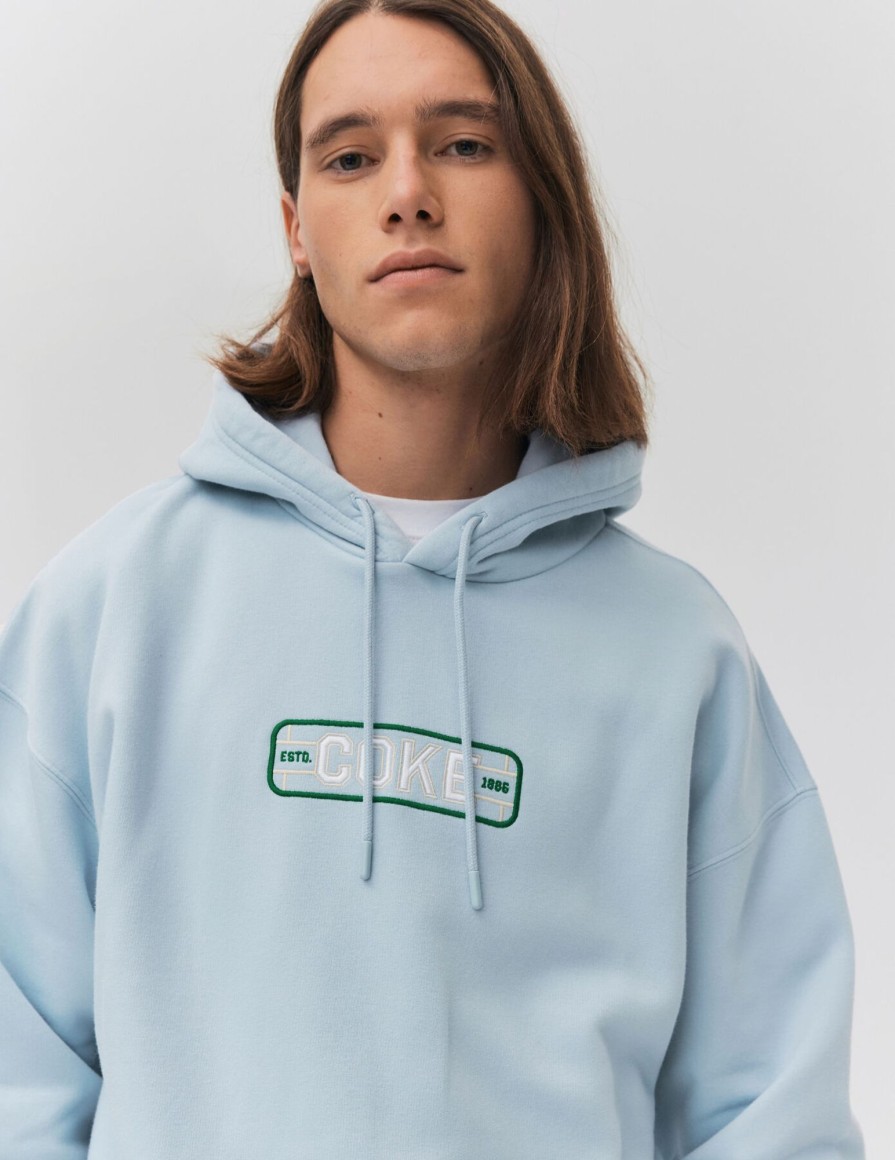 Homme BZB Sweat | Sweat A Capuche Collab Coca Cola Bleu Clair