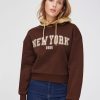 Femme BZB Sweat | Sweat Campus Contraste New York Marron