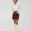 Femme BZB Jupe | Jupe En Velours Marron