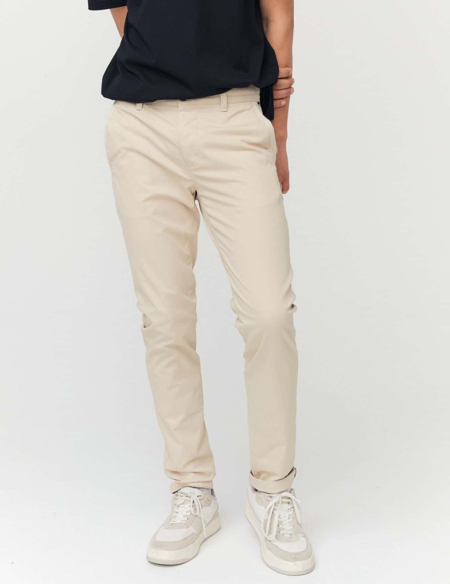 Homme BZB Pantalon | Pantalon Chino Ajuste Ecru