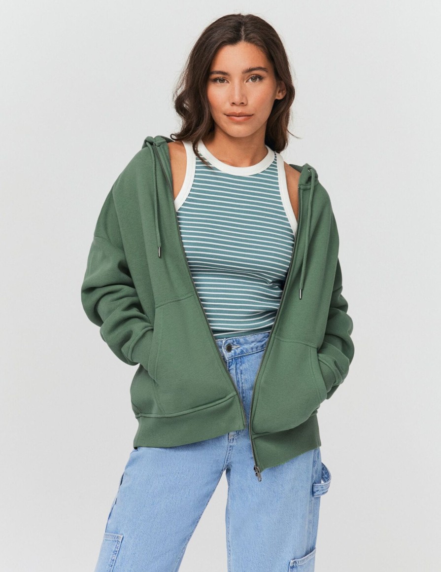 Femme BZB Sweat | Sweat Oversize Zippe Vert