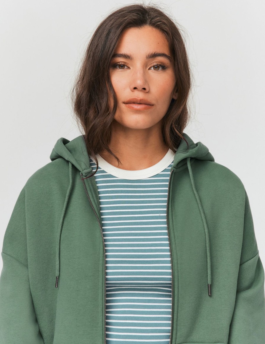 Femme BZB Sweat | Sweat Oversize Zippe Vert