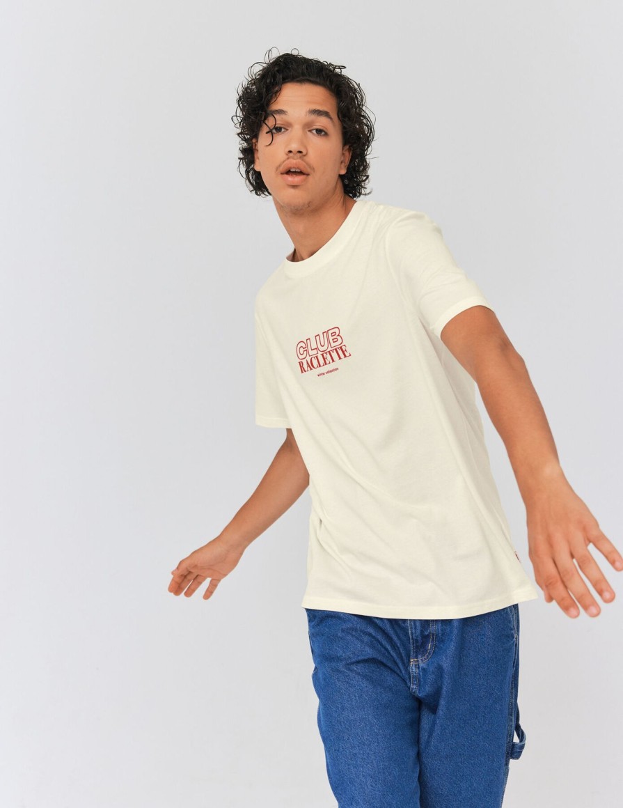 Homme BZB Tee-Shirt | T-Shirt Brode Raclette Blanc