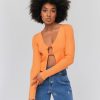 Femme BZB Gilet | Gilet Court A Noeuds Orange