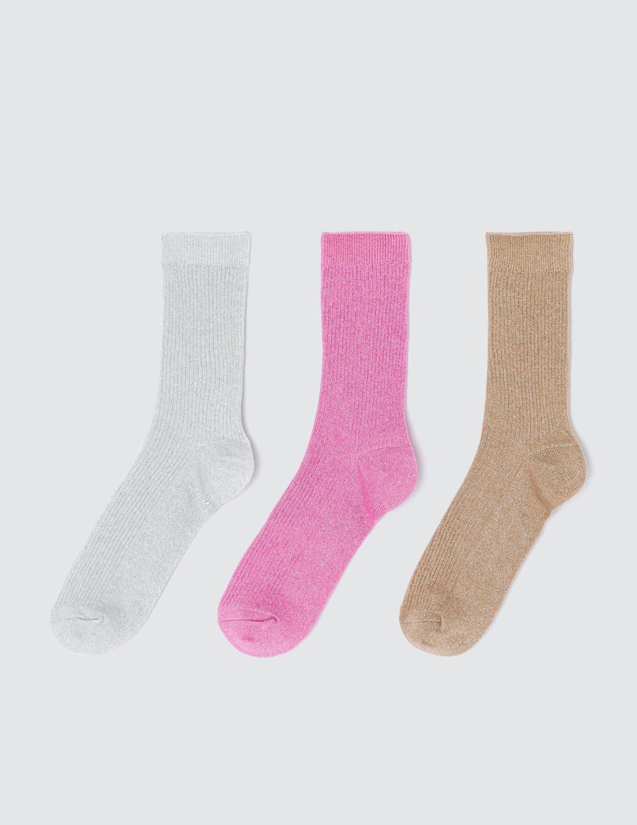 Femme BZB Collants & Chaussettes | Lot De 3 Paires Chaussettes Lurex Multicolore