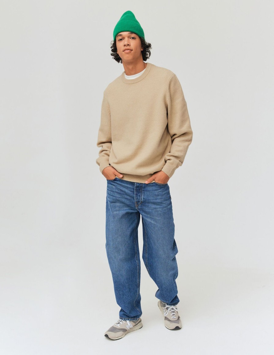 Homme BZB Pull | Pull Col Rond - Oversize Beige