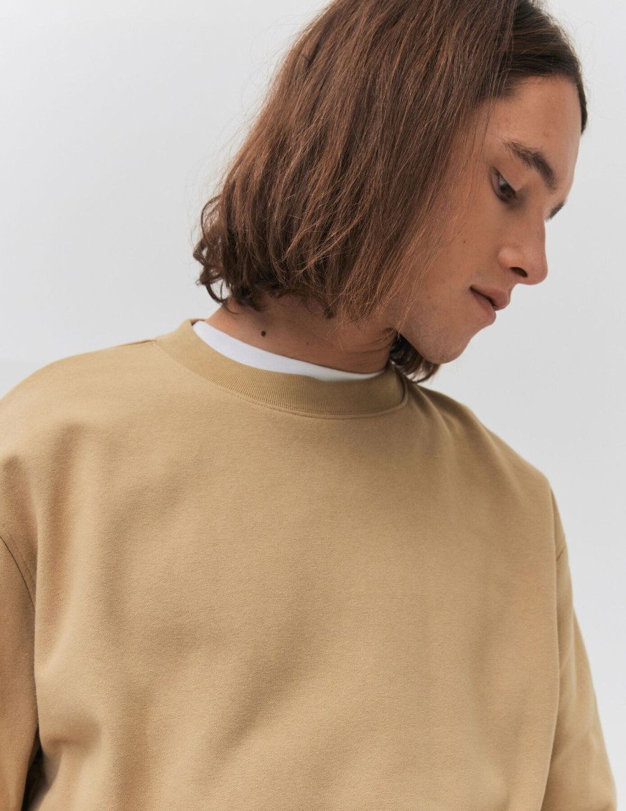 Homme BZB Sweat | Sweat Col Rond Basique Beige