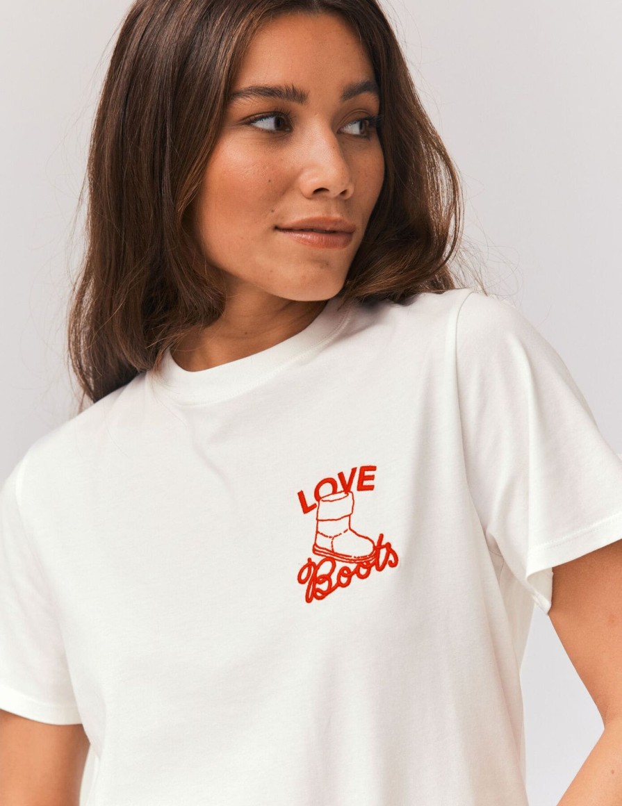 Femme BZB Tee-Shirt & Polo | T-Shirt Brode Blanc