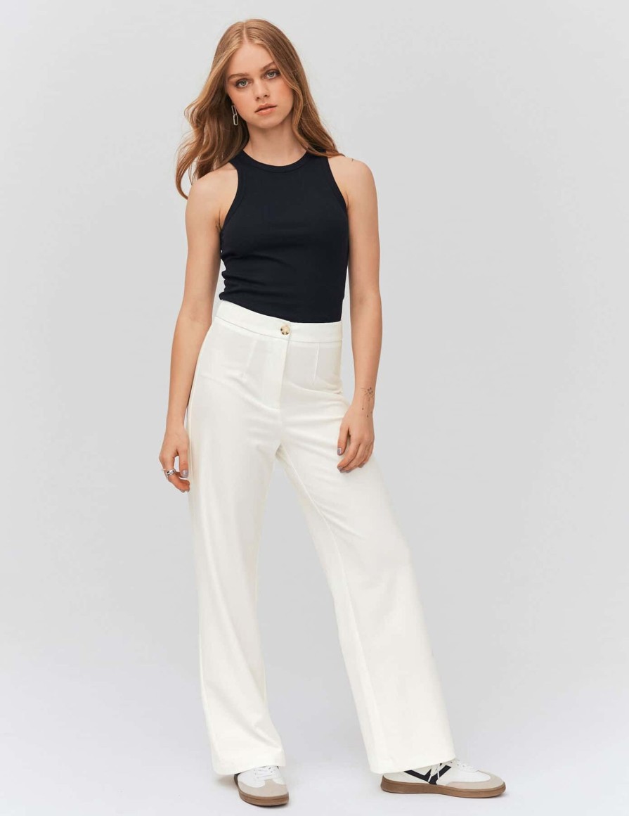 Femme BZB Pantalon | Pantalon Tailleur Blanc