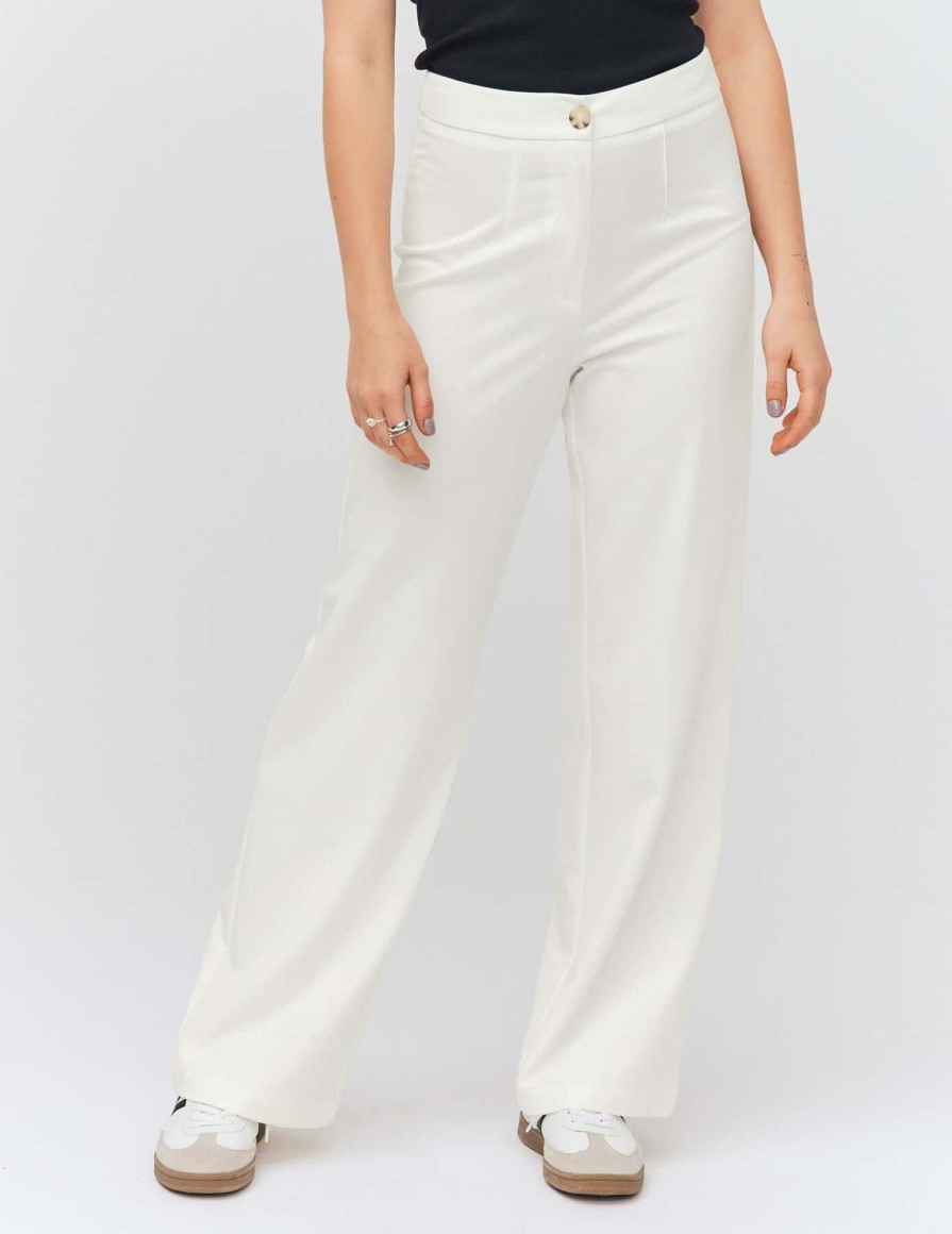 Femme BZB Pantalon | Pantalon Tailleur Blanc