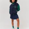 Femme BZB Veste & Blouson | Veste Bomber Manches Contrastees Bleu Fonce