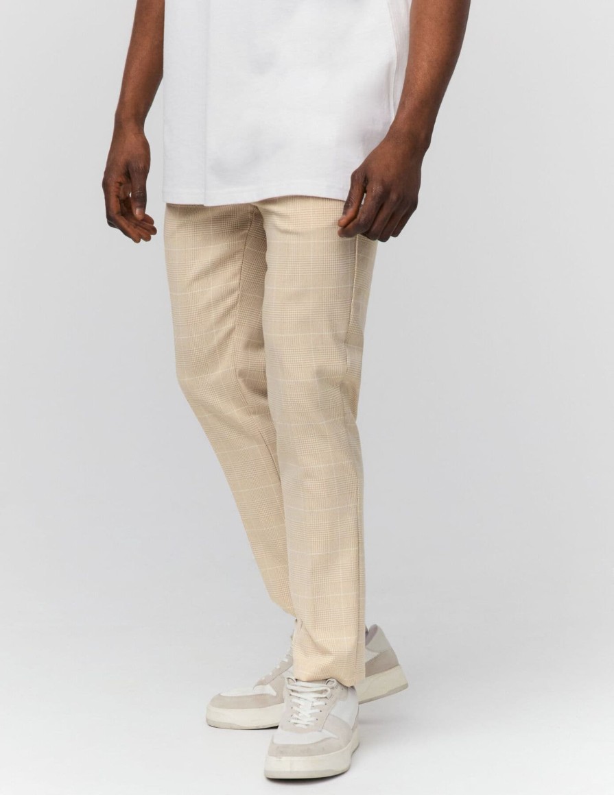 Homme BZB Pantalon | Pantalon City A Carreaux Blanc