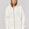 Femme BZB Sweat | Sweat Oversize Zippe Blanc