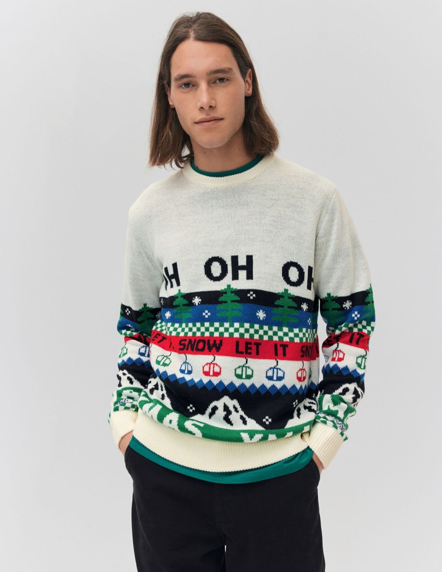 Homme BZB Pull | Pull Noel Blanc