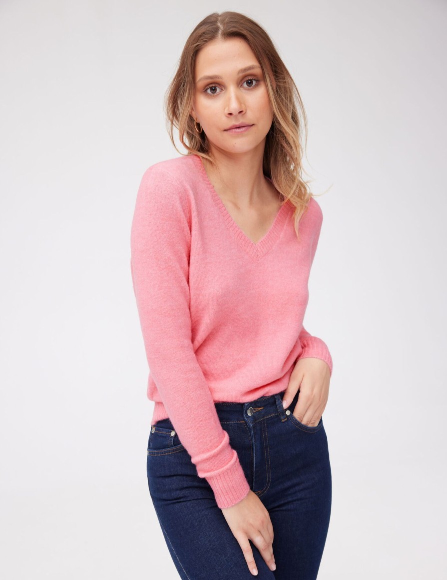 Femme BZB Pull | Pull Basique Col V Rose