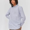 Homme BZB Chemise | Chemise Rayee Ajustee Bleu Fonce