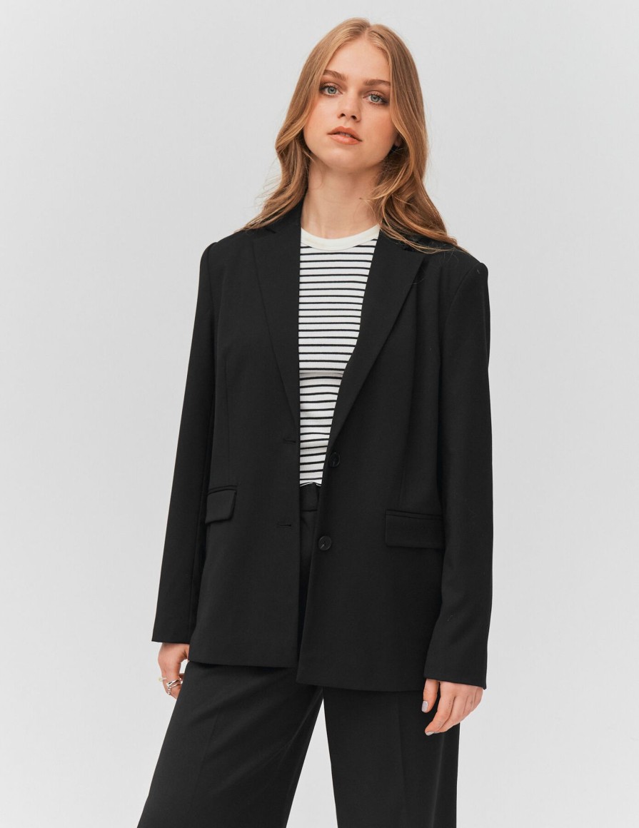 Femme BZB Veste & Blouson | Blazer Uni Noir