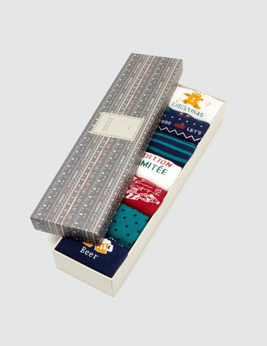 Homme BZB Chaussettes | Coffret Cadeau De 7 Paires De Chaussettes Multicolore