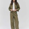 Femme BZB Pantalon | Pantalon Parachute Vert Kaki