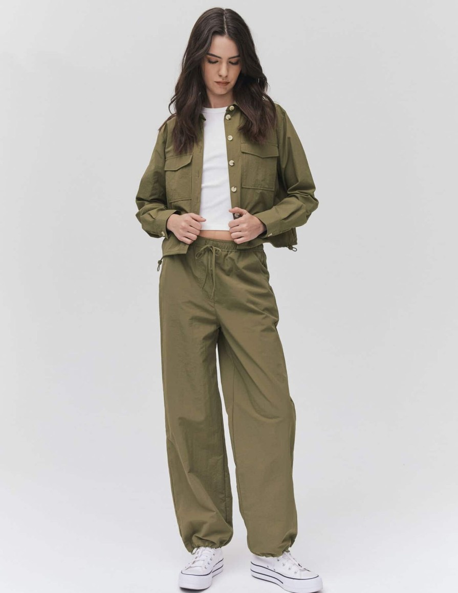 Femme BZB Pantalon | Pantalon Parachute Vert Kaki