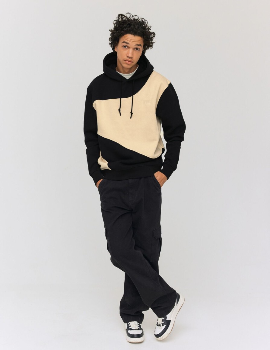 Homme BZB Sweat | Sweat A Capuche Colorblock Noir