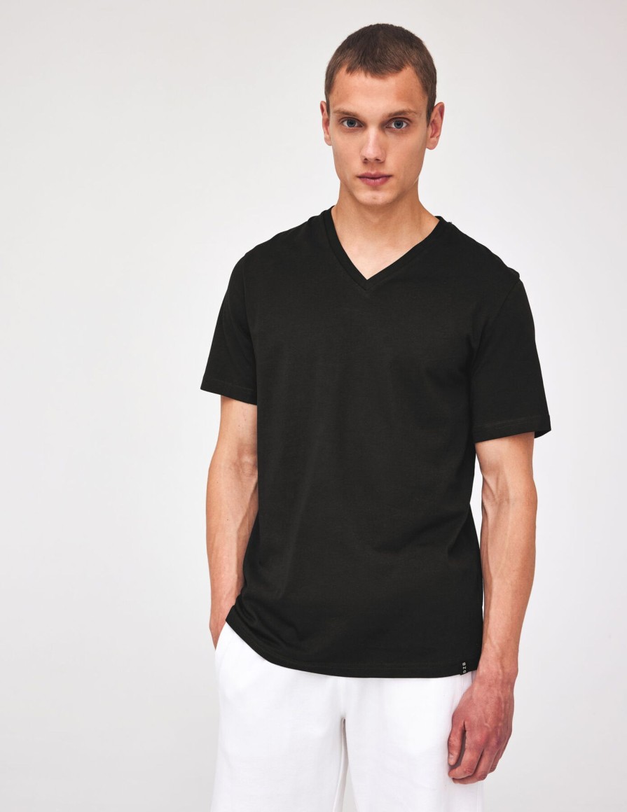 Homme BZB Tee-Shirt | T-Shirt Col V Noir