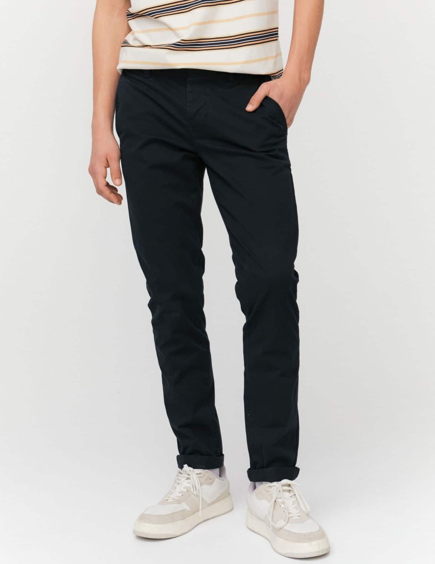 Homme BZB Pantalon | Pantalon Chino Ajuste Bleu Fonce