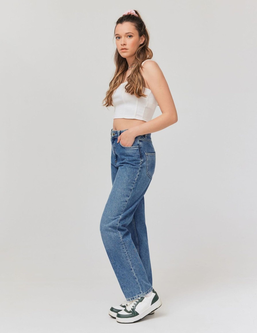 Femme BZB Jeans | Jean Boyfriend Taille Standard Bleu Moyen