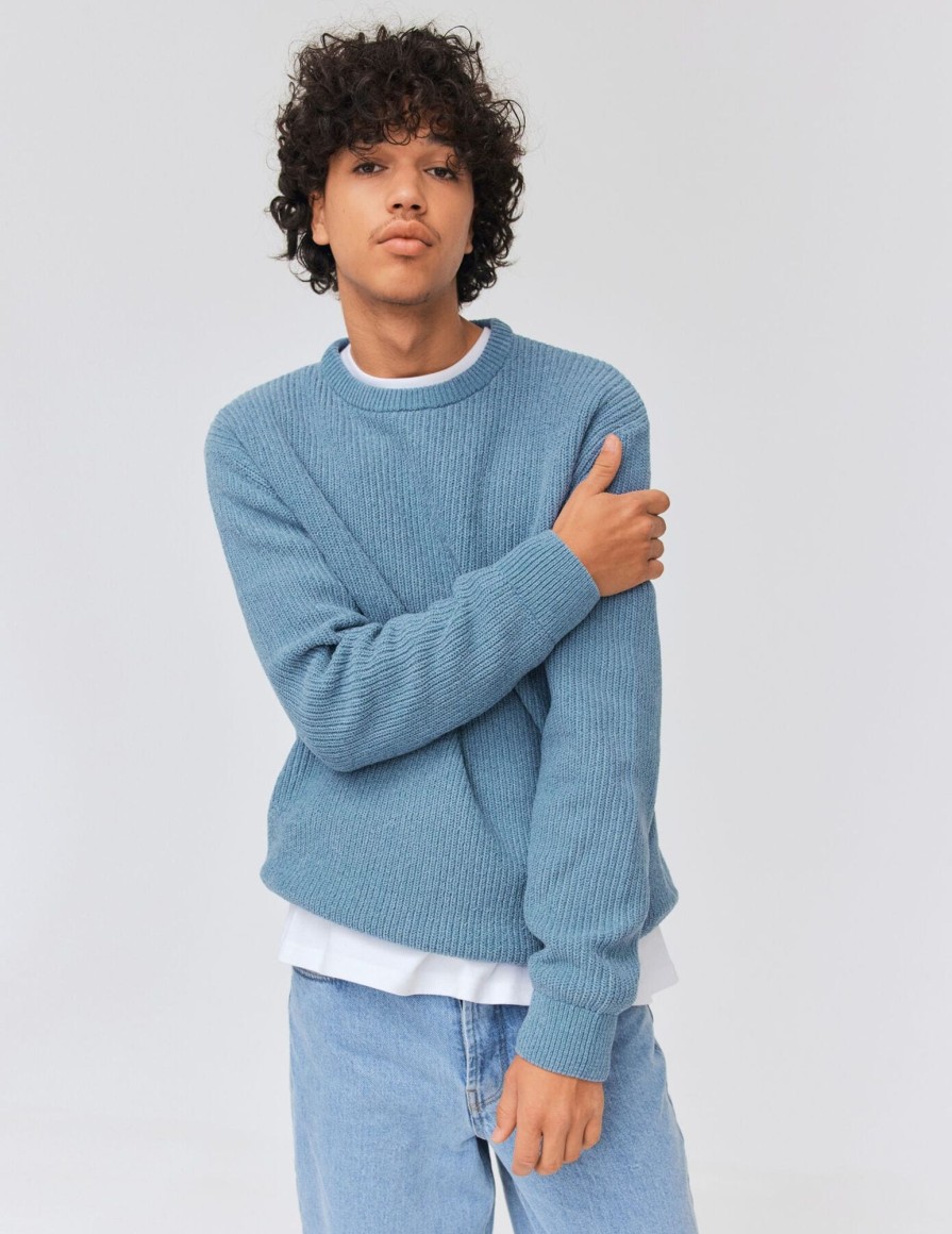 Homme BZB Pull | Pull Touche Velours - Oversize Bleu