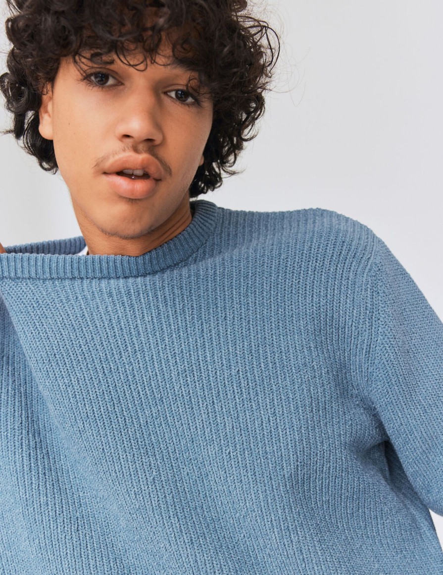 Homme BZB Pull | Pull Touche Velours - Oversize Bleu