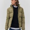 Homme BZB Manteau & Doudoune | Doudoune Chaude Unie A Capuche Vert Kaki