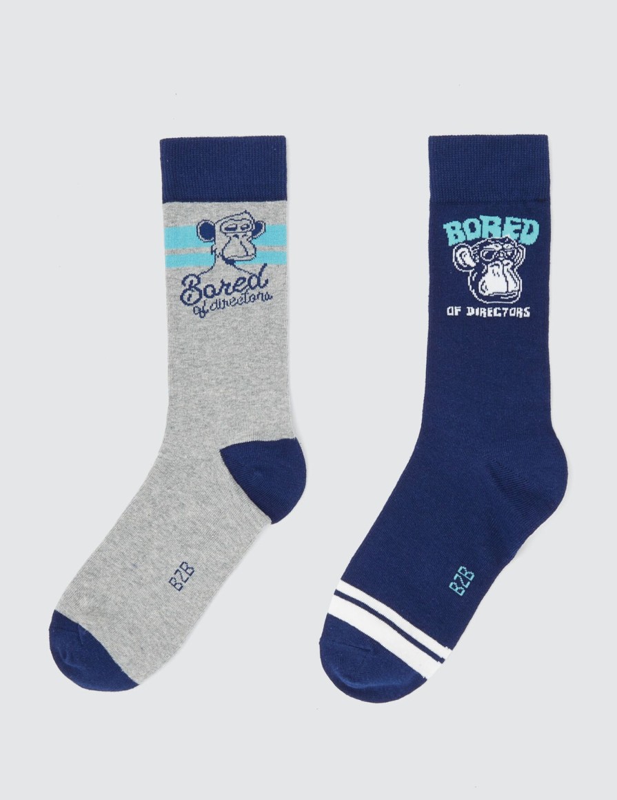 Homme BZB Chaussettes | Lot De 2 Paires De Chaussettes Bzb X Bored Multicolore