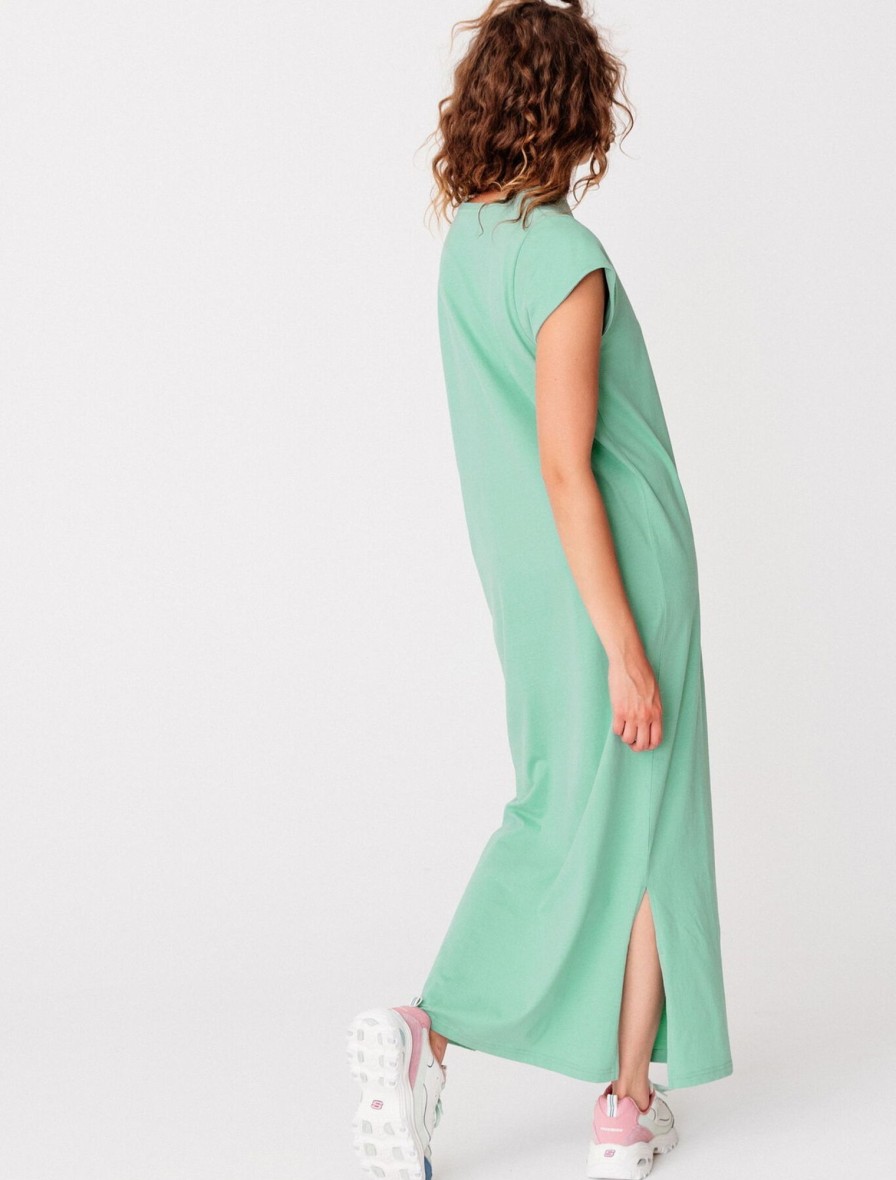 Femme BZB Robe | Robe T-Shirt Longue Vert D'Eau