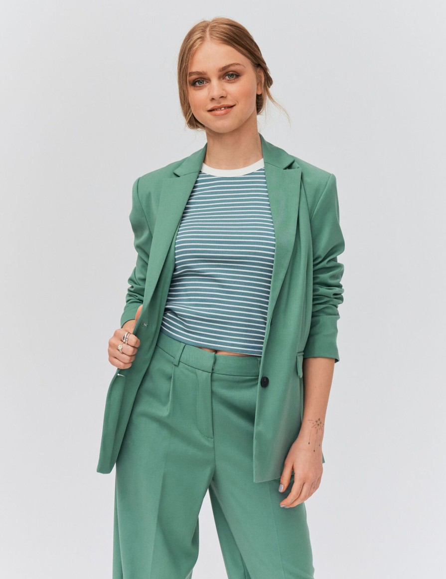 Femme BZB Veste & Blouson | Blazer Uni Vert